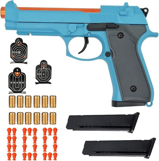 Dreamplay Shell Ejecting Toy Gun, Beretta Model 92 Automatic Pull Back Action Shooting Toy Education Model Toy for Kids Gifts