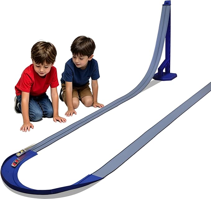 FateGo Gravity Race Track Toy for Kids with Curved Track Pieces,Dual-Lane Die-cast Car Track Set Compatible with 1/64 Cars
