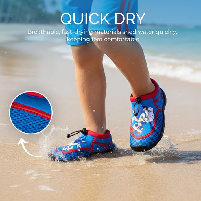 Josmo Sonic The Hedgehog Spiderman Stitch Water Shoes Summer Beach Slip On Quick Dry Pool Aqua Socks for Boys Size 13 Little Kid 1-4 Big Kid