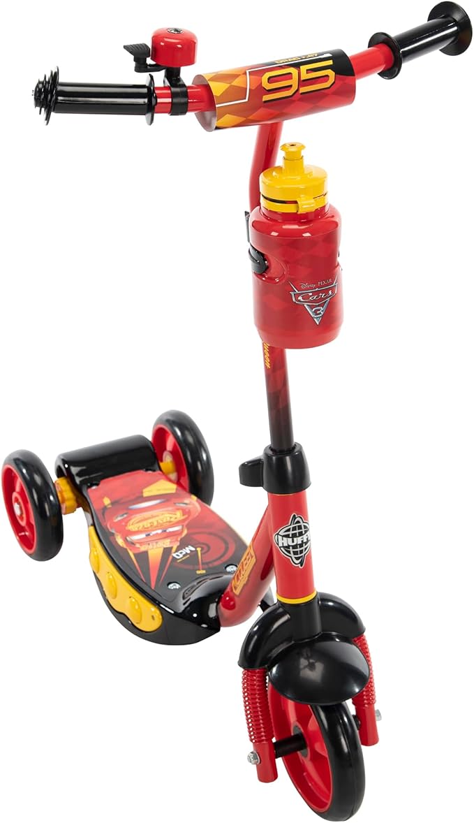 Huffy Toddler 3-Wheel Scooter for Kids, Multiple Colors & Licensed Character Graphics, Ages 3+, Durable Steel Frame, Wide Non-Slip Deck, Stable Lean-to-Steer Design, Light-Up Options, Girls/Boys