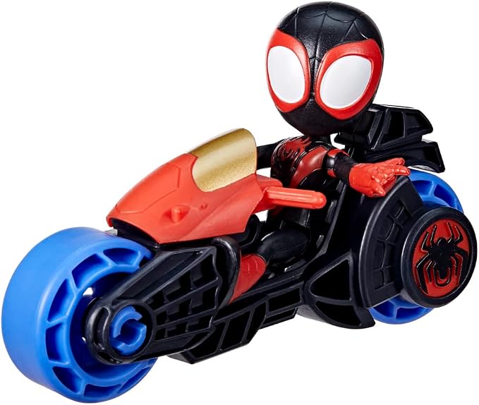 Spidey and His Amazing Friends Miles Morales Action Figure with Toy Motorcycle, Preschool Toys, Ages 3 and Up