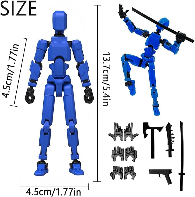 DANONI Titan13 Action Figure, Lucky Robot 13 Action Figures, 3D Printed Multi-Jointed Movable Action Figure, Dummy Robot 13 Figures Toy for Desktop Decorations Game Gifts(Blue)