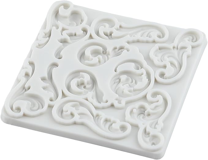Baroque Curlicues Scroll Lace Polymer Clay Mold Baroque Scroll Relief Lace Silicone Molds for DIY Crafts Epoxy Resin Casting Air Dry Polymer Clay Plaster Jewelry Making