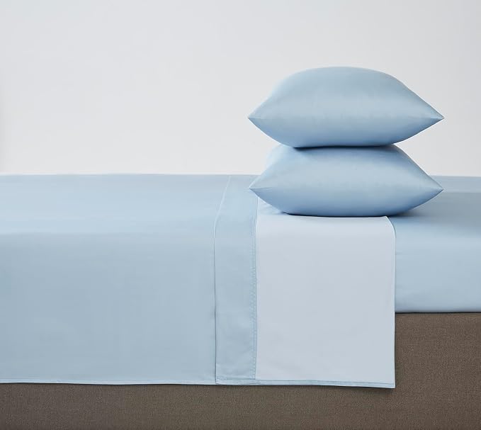 Linen Closet Luxury 1200 Thread Count Full Size Sheets Set, 4 Pieces, Cotton Rich, Blue, Soft, Durable & Wrinkle Resistant Sateen Sheets, 16" Deep Pocket Fitted Sheet, Home & Hotel Essentials