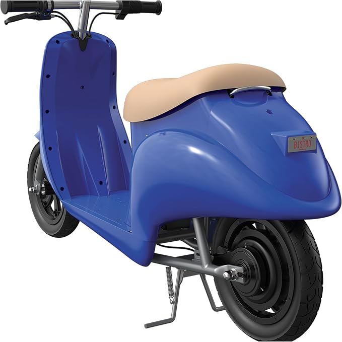 Razor Electric Retro Scooter for Ages 8+, 170 lb Max Weight, Blue, w/ 250W Motor, 12.5” Tires & 24V Battery, Up to 15 MPH, Pocket Mod – Lightweight Ride On Motorcycle Bike for Young and Teen Riders