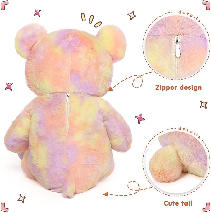 Tezituor 40in Giant Teddy Bear Stuffed Animal,Big Bear Plush Toys,Rainbow Yellow Soft Bear Plushies, Stuffed Animals Gifts for Baby Shower, Valentine, Christmas, Birthday, Party Decoration