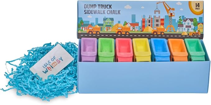 Dump Truck Sidewalk Chalk for Kids (14 Pack) – Construction Truck Chalk for Toddlers 1-3 – Outdoor Chalk Toy – Kids Chalk Sidewalk Set – Individually Wrapped Party Favors – Washable and Non-toxic