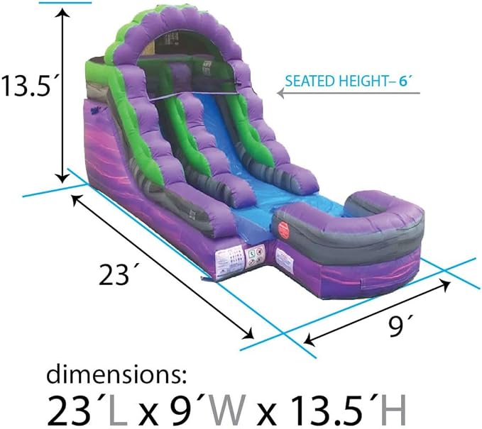 TentandTable Inflatable Water Slide for Kids and Adults, Commercial Grade Giant Blow Up Backyard Water Fun, Includes Electric Air Blower, 23' L x 9' W x 12' H, Purple Marble
