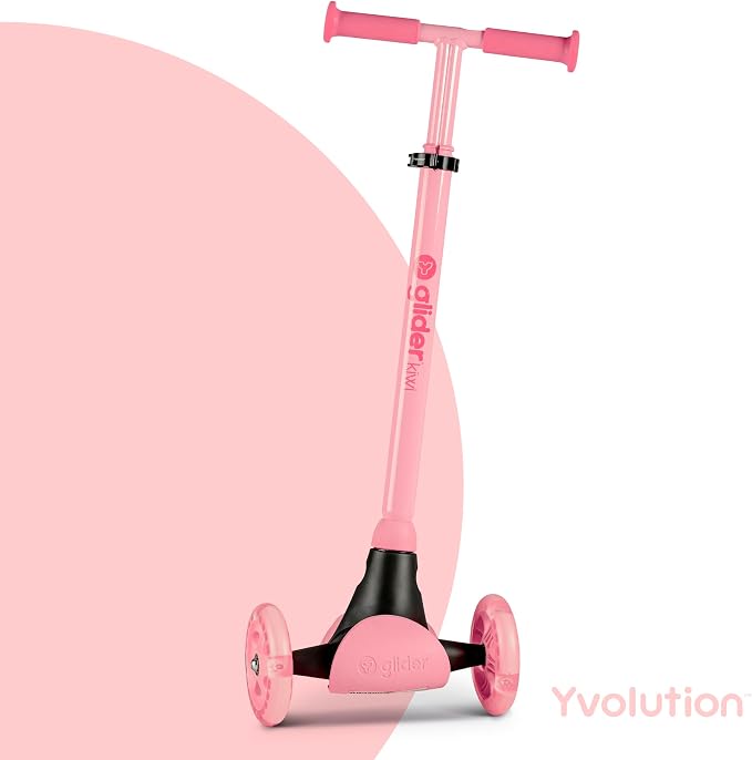 Yvolution Y Glider Air Scooter for Kids, 3 Wheel Scooter for Toddlers 4 Adjustable Height Glider with Kick Scooters, Lean to Steer with LED Flashing Light for Children Ages 3+ Years Old