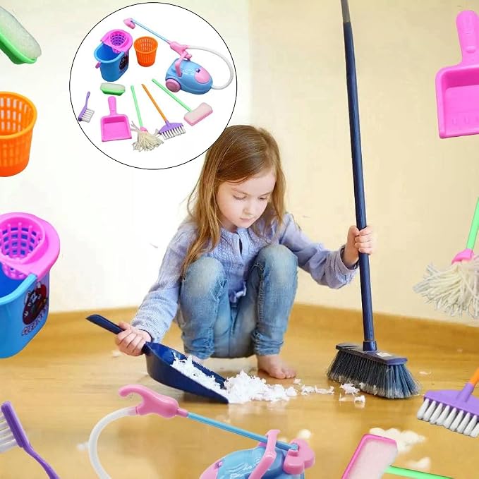 Doll House Accessories and Furniture Set, Miniature Bucket Doll Housework Cleaning Supplies Mini Dollhouse Accessories Dollhouse Furniture Decoration for 11.5 inch Doll (Doll House Cleaning)