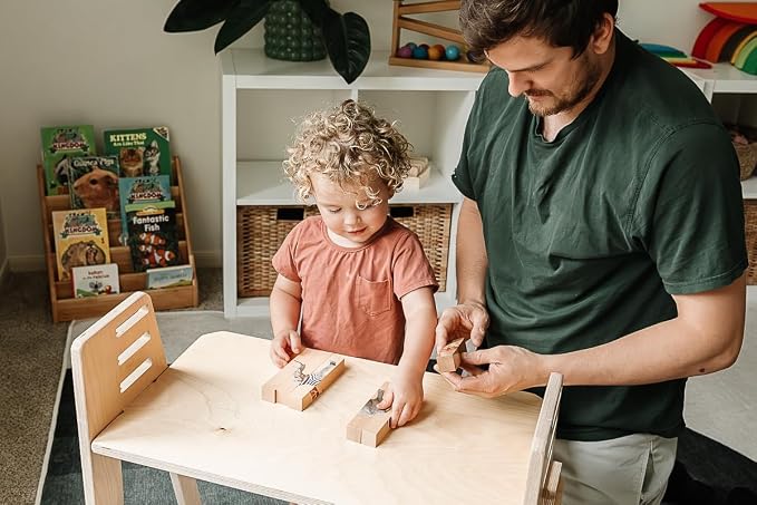 Wooden Animal Chunky Puzzles for Toddlers 2+ Years - Montessori 4 in 1 Complete Animal Collection - Farm, Safari & Woodland Block Puzzle Jumbo Set
