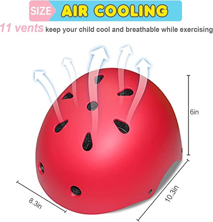 Kids Bike Helmet Adjustable Toddler Bike Helmets for Kids 2-5-8/8-14 Years with Knee Elbow Wrist Pads for GirlsBoys Youth Skateboard Bicycle Helmet for Scooter Roller Skating Balance Bike