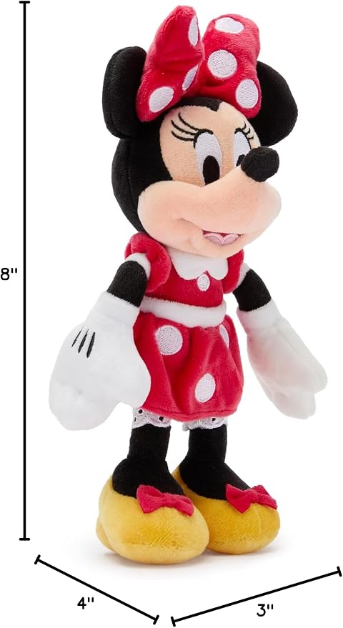Disney Store Official Mini Bean Bag Plushies – Minnie Mouse – Red Dress - Cute Stuffed Animal with Detailed Sculpting, Embroidered Features, & Bean Bag Bottom - Plush Toys for Kids