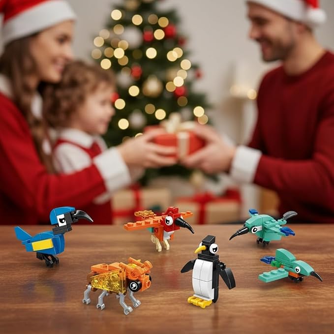 BRICHBROW 24 Pack Animal Building Blocks - Kids Party Favors Ages 6-12, Educational STEM Construction Toys for Birthday Parties, Classroom Incentives, Goodie Bag Fillers & Stocking Stuffers