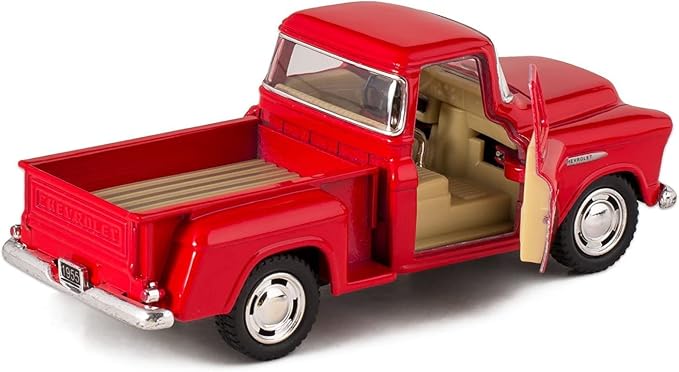 KiNSMART 1955 Chevrolet Stepside Pickup Truck 5 Inch 1:32 Scale Die Cast Metal Little Truck (Red)