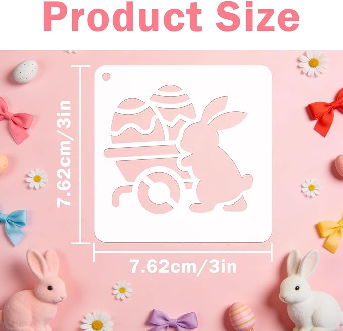 72 PCS 3x3 Inch Easter Stencils for Painting - Reusable Easter Templates Chicks Eggs Bunny Farm Spring Painting Templates on Wood, Glass, Fabric, Window Door Decor DIY Decoration