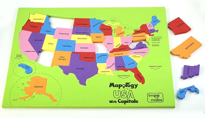 Imagimake Mapology USA Map with Capitals | Learning States and Capitals | US Geography Games | Jigsaw Puzzles for Kids Ages 8-10 | Educational Gifts for Kids Age 5,6,7,8,9,10,11,12,13,14,15