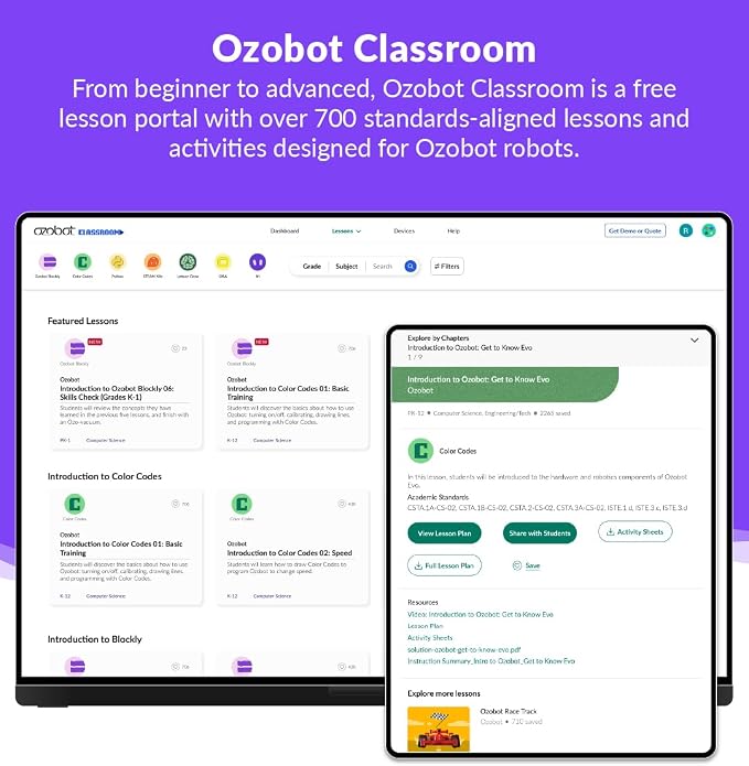 Ozobot Evo Entry Kit: Interactive STEM Coding Robot for Kids Ages 5+, Screen-Free Learning with Color Code Markers, Blockly Programming, Includes Charging Cable & Protective Case, Educator Approved