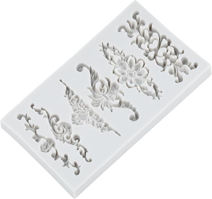 Baroque Polymer Clay Mold Curlicues Scroll Lace Silicone Mold Vintage Relief Flower Filigree Molds for DIY Crafts Epoxy Resin Casting Air Dry Polymer Clay Plaster Jewelry Making