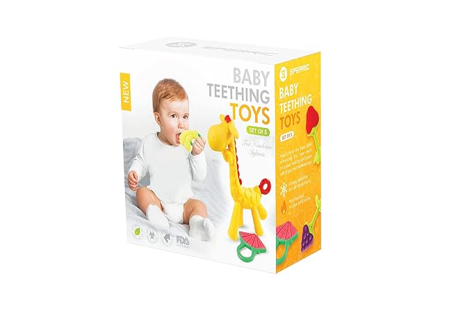 Baby Teething Toys for Newborn (5-Pack) Freezer Safe BPA Free Infant and Toddler Silicone Teethers Soothe Babies Gums, Perfect Baby Gift