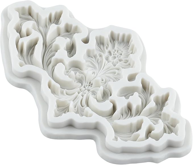 Baroque Curlicues Scroll Lace Polymer Clay Mold Vintage Relief Flower Filigree Silicone Molds for DIY Crafts Epoxy Resin Casting Air Dry Polymer Clay Plaster Jewelry Making