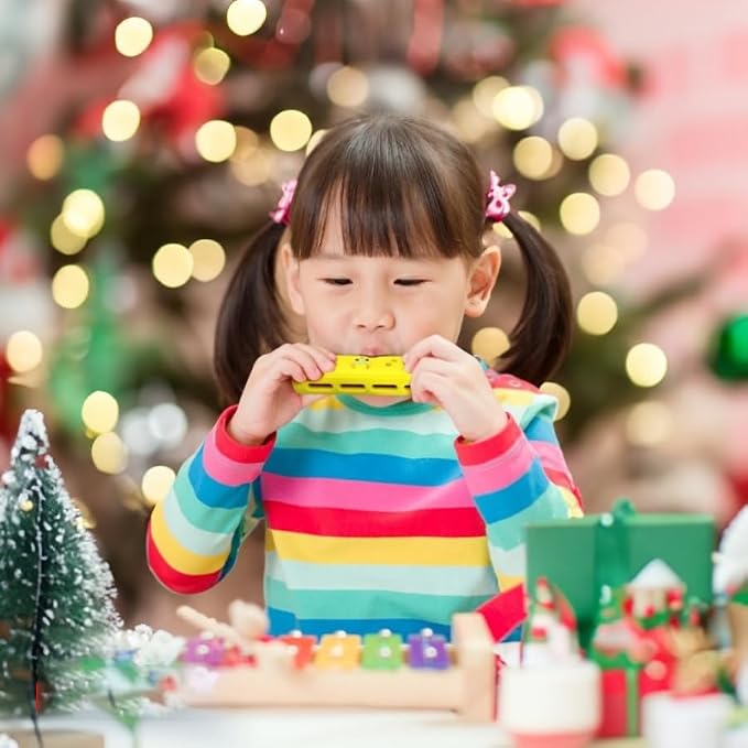 Crafteem Colored Harmonica for Kids and Beginners - Easy-to-Learn Key of C Instrument - Portable and Lightweight.