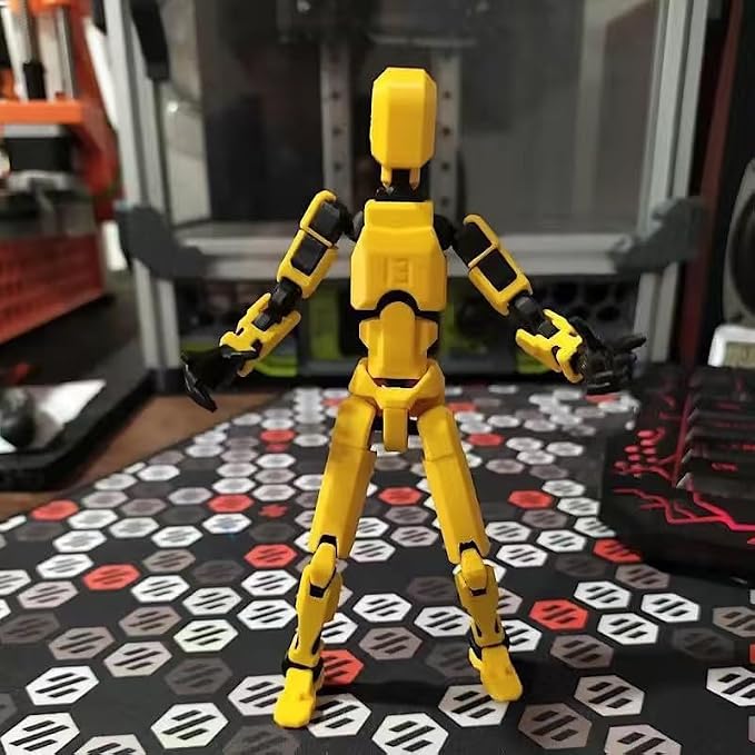 Dumwick Titan13 Action Figure,Lucky Robot 13 Action Figure, 3D Printed Multi-Jointed Movable Action Figures,Dummy Robot 13 Figure Creative Gifts for Kids Adults (Yellow)