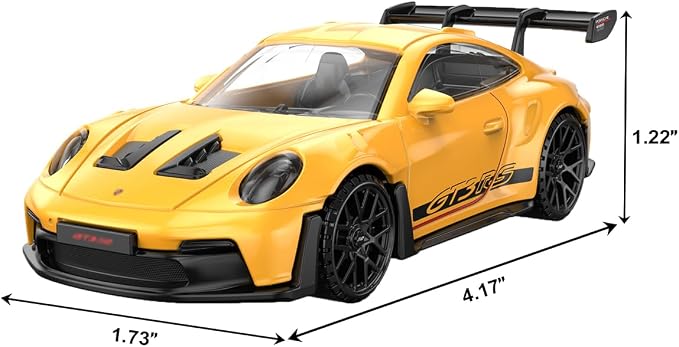 1:43 Diecast Model Cars for Porsche 911 GT3 RS, Metal Die Cast Toy Cars with Free Wheels for Boys Girls Kids Gift, Yellow