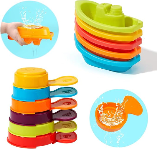 AMCHSURI Baby Bath Toys for Kids Ages 1-3 Mold Free Bath Toys for Toddler 2-4 Bathtub Sand Beach Pool Water Toys with Tub Toys for Babies 12 18 Months, 11Pack