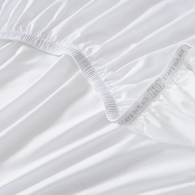 Linen Closet Luxury 1200 Thread Count King Size Sheets Set, 4 Pieces, Cotton Rich, White, Soft, Durable & Wrinkle Resistant Sateen Sheets, 16" Deep Pocket Fitted Sheet, Home & Hotel Essentials