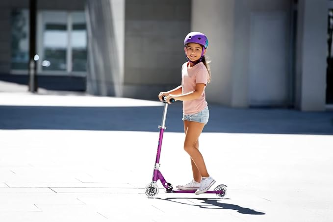 Micro Kickboard | Sprite Foldable LED Scooter for Ages 6+ | Children up to 220 lbs | 2 Wheel | Travel Ready | Adjustable T Bar | Smooth Ride, Motion Activated PU LED Wheels | Swiss Design