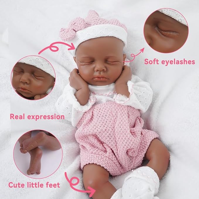 Girl 12 Inch, Silicone Reborn Baby Dolls, Realistic Baby Doll, Not Vinyl, Posable Newborn, Reborn Baby Dolls Silicone Full Body