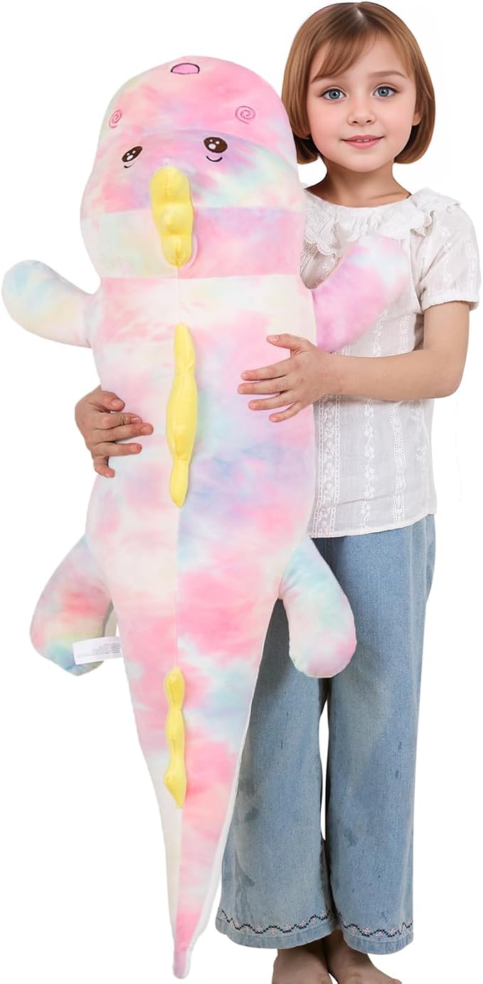 Tianmihou 40inch Gaint Dinosaur Plush Stuffed Animals, Soft Rainbow Dinosaurs Stuffed Large Body Pillow Toy, Cute Plushies Gift for Kids Boys Girls Birthday