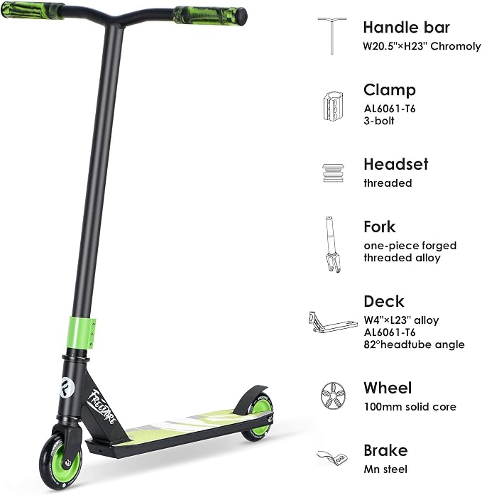 FREEDARE Pro Scooter Stunt Scooter Complete Trick Scooter for Kids 8 Years and Up, Teens, Adults, Boys and Girls Freestyle Street Scooter for Intermediate and Beginner Skate Park