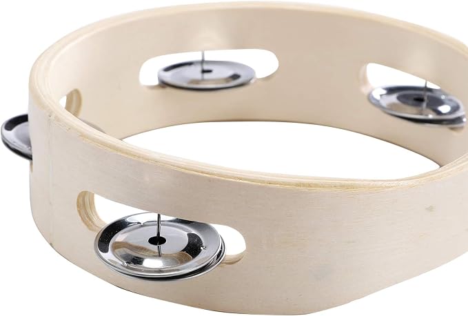 Tambourines for Kids Hand Held 6 inch Tambourine Ring Metal Jingles Percussion Musical Educational Hand Instrument for KTV Party Kids Games (6 inch ring)