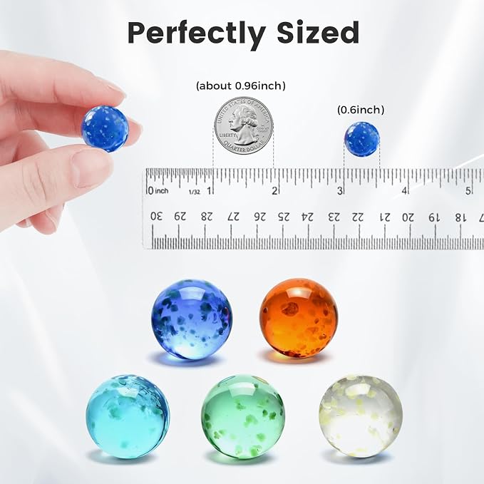 SallyFashion 25 PCS Glow in The Dark Marbles, Bulk Luminous Colorful Glass Marbles for Kids Marble Run Games