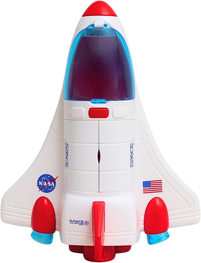 Space Adventure Space Shuttle Playset Light & Sound Shuttle with Hover Scooter & 2 Astronaut Figures, Plastic Space Toy & Collectible for Kids Ages 3+