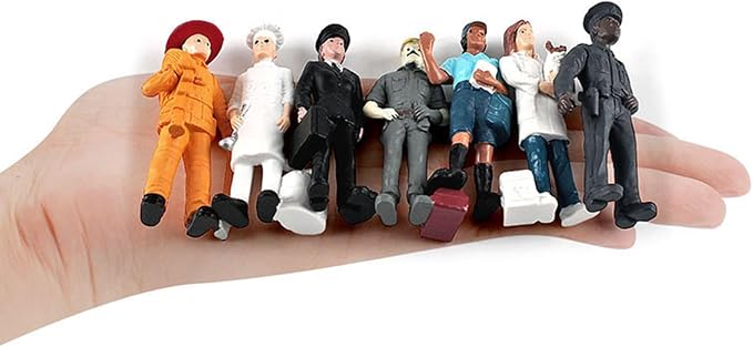 ONEST 9 Pieces Little People Figurines Hand Painted People Action Figures Toys Realistic Detailed Policeman Pilot Fireman Mailman Chef Figurine Model Toys for Kids Toddlers