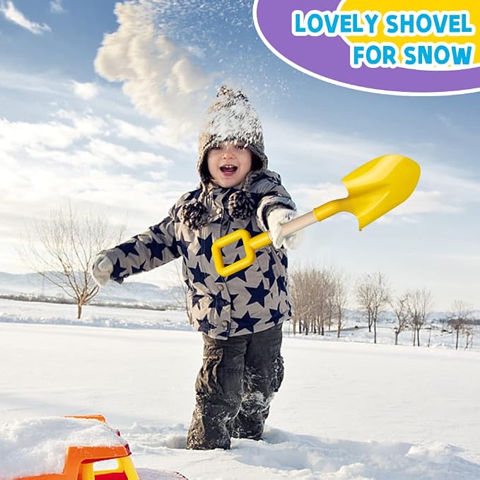 Dilabnba 16Inch Kids Beach Spades Sand Shovels, Jumbo Sturdy Wood Handle ABS Plastic Shovels Scoops Tools for Digging Beach Sandbox Snow, Sandbox Garden Toys Set for Toddlers Kids 3-10(2PCS)
