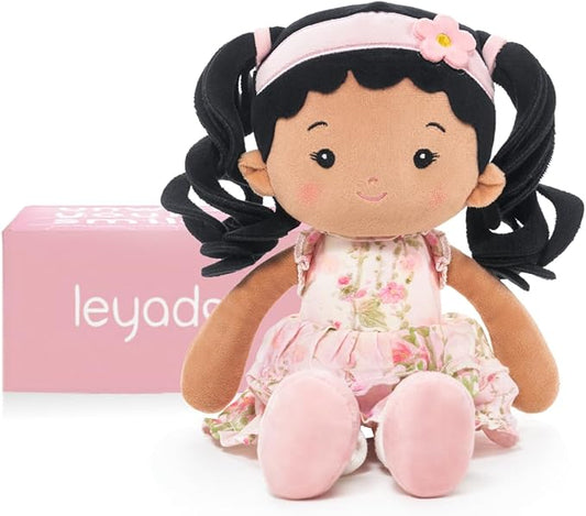LeyaDoll Soft Baby Doll Toys (12''), My First Baby Rag Doll for 1 Year-Old Girl Birthday Gift,Christmas Plush Toys Gift for Toddler Kids Infants Daydream-Princess Petal-Tanned