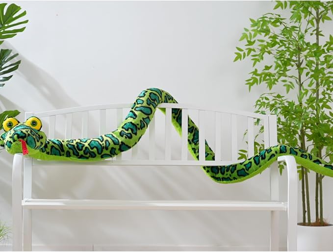 MaoGoLan 98 Inch Giant Snake Stuffed Animal Long Snake Plush, Green Boa Constrictor Plush Toy for Kids, Teens, Cuddly Body Pillow for Adults Mothers Day Halloween Prank Props