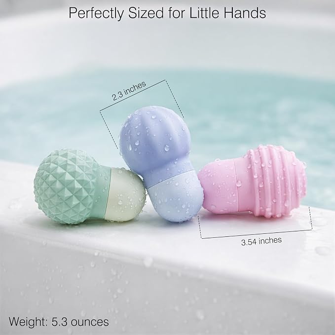 Sensory Squeezing Water Bath Toys for Toddlers,3PCS Bath Tub Pool Floating Toys for Babies Kids 1-3，Textured Fidget Toys Stocking Stuffers Gifts for Boy Girl 18+ Months