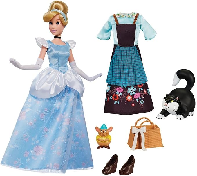 Disney Store Official Cinderella Story Doll - 11 Inches - Includes Coloring Book and Additional Dress, Princess Doll in Classic Outfit, Disney Princess Toys