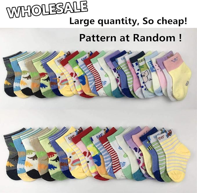 WAFUNNE 20 Pairs Baby Socks Wholesale for Infant Toddler Kids Children (Pattern at Random)