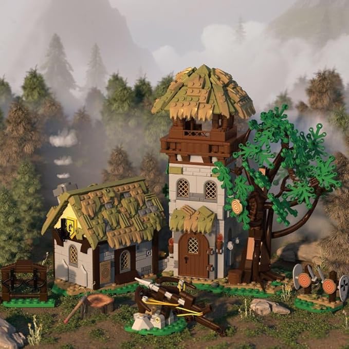 Medieval Greenwood Range Building Bricks Set,Middle Building Set House Building Block Toy, Living Room Decorations,Collectible Display Set for Adults1109pcs