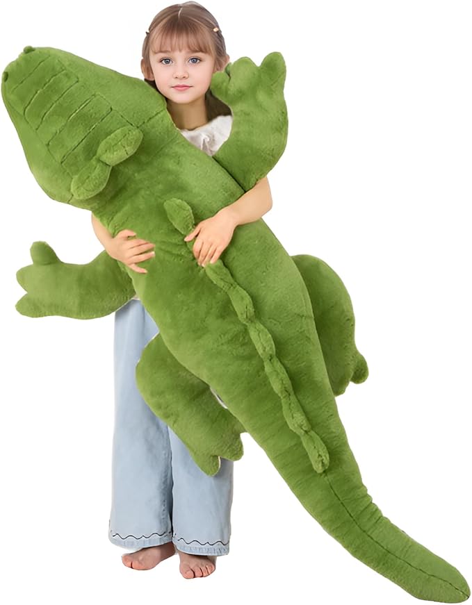 FFxiong 60 inch Green Giant Alligator Plush Stuffed Animal Toy 5 Feet Huge Big Soft Body Long Pillow Cute Extra Large Crocodile Plushies Gift for Kids Girl Boy Birthday Valentines Christmas