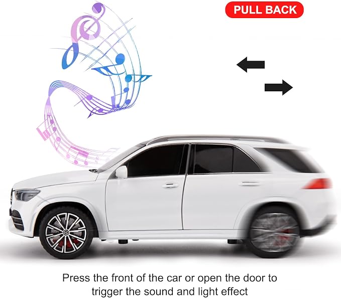 WAKAKAC Compatible for 1/24 Alloy Die-cast GLE 350 Toy Car with Sound and Light Pull Back Collection Model Car for Kids Gift （White）