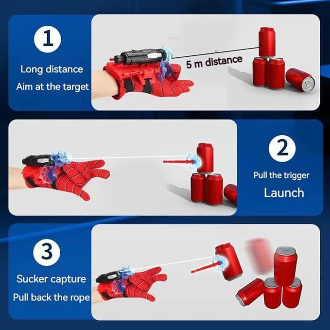 2Pcs Spider Silk Launcher Set for Kids- Can Grab Small Objects,Hero Role-Play Toy,DIY Cosplay Children's Wrist Ejection Launcher,Birthday Christmas for Kids
