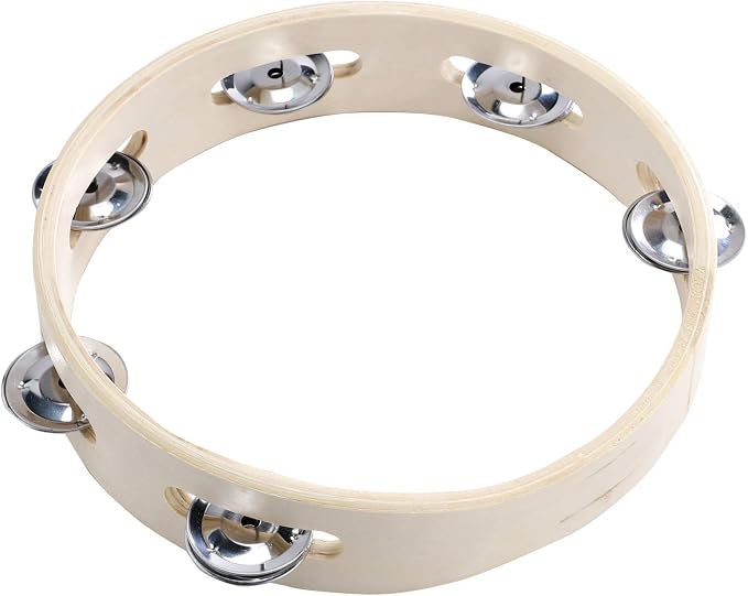 Musfunny Tambourines Ring 8 inch Hand Held Bell Birch Metal Jingles Musical Educational Percussion Instrument for Adults KTV Party Kids Games (8 inch Ring)