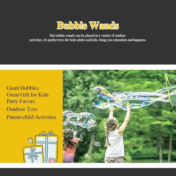 Bubble Wands, Ubitree Stainless Steel Giant Bubble Blower Wands, Telescopic Design Outdoor Bubble Sticks Bubble Maker Toys for Boys Girls Adults Birthday Party Favors Lawn Park Beach Summer Fun